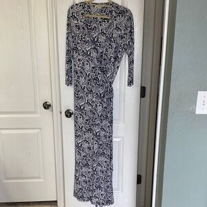 Boden Monochrome Paisley 3/4 Sleeve Dress